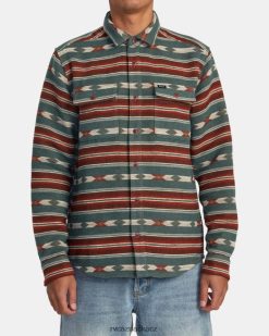 oblečení RVCA muži deka košile s dlouhým rukávem modrozelená BN4N08524