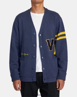 oblečení RVCA muži letterman svetr náladová modrá BN4N08531