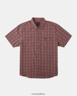 oblečení RVCA muži nahoru ikat košile s krátkým rukávem oxblood červená BN4N08985