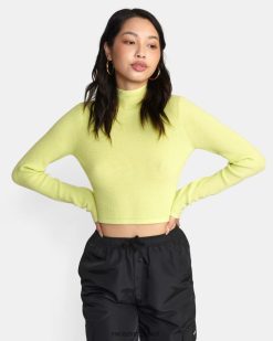 oblečení RVCA ženy apres svetr crop top s dlouhým rukávem limetkově žlutá BN4N081673