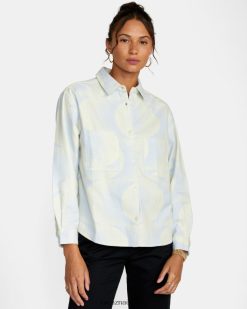 oblečení RVCA ženy flanelová košile s dlouhým rukávem halogenová modrá BN4N081547