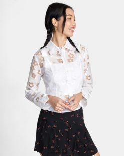 oblečení RVCA ženy jagger halenka s dlouhým rukávem šeptat bílý BN4N081494