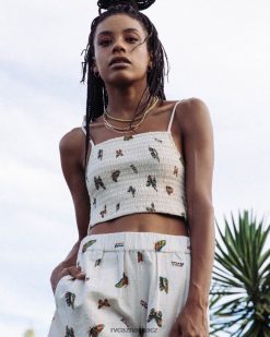 oblečení RVCA ženy mel g flutter tie smocked top přírodní BN4N081067