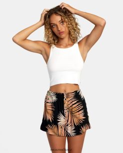 oblečení RVCA ženy šortky s elastickým pasem s potiskem sawyer Černá BN4N081584