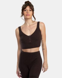 oblečení RVCA ženy swerve henley žebrový pletený crop top Jáva BN4N081434