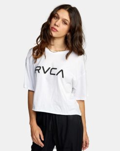 oblečení RVCA ženy velké tričko s krátkým rukávem bílý BN4N08892